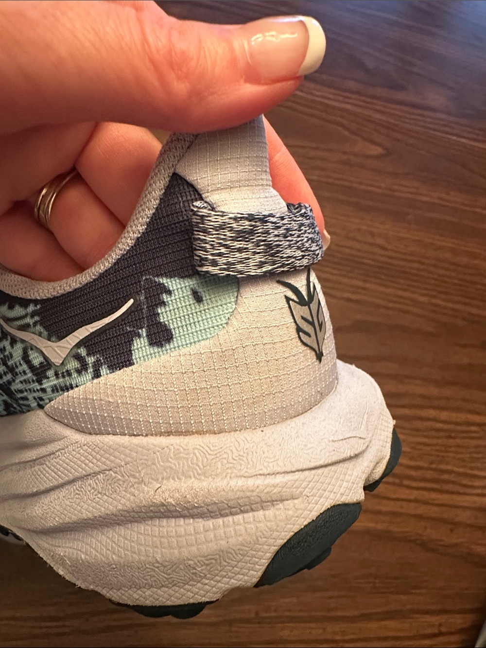 Hoka White Teal Floral Running Shoe - Picture 10 of 10